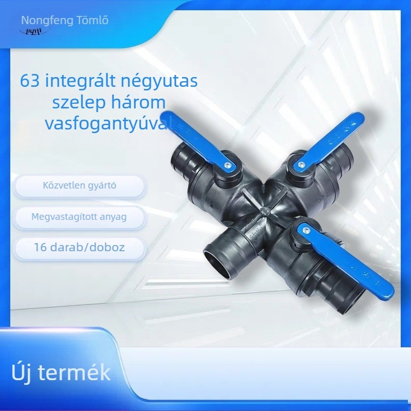 2,5 hüvelykes csepegtető öntözés fővezeték, 3-utas csatlakozóval és integrált 4-utas szeleppel