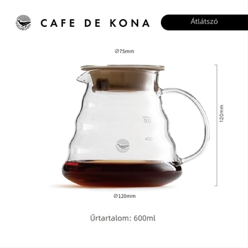 CAFEDE KONA kézi pour-over kávés kanna hőálló üvegből, 360/600 ml, felhő-megosztó kanna