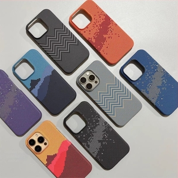 Kevlar-textúrájú félkapszula tok iPhone 17-höz, matt érzetű felület, mágneses védelem
