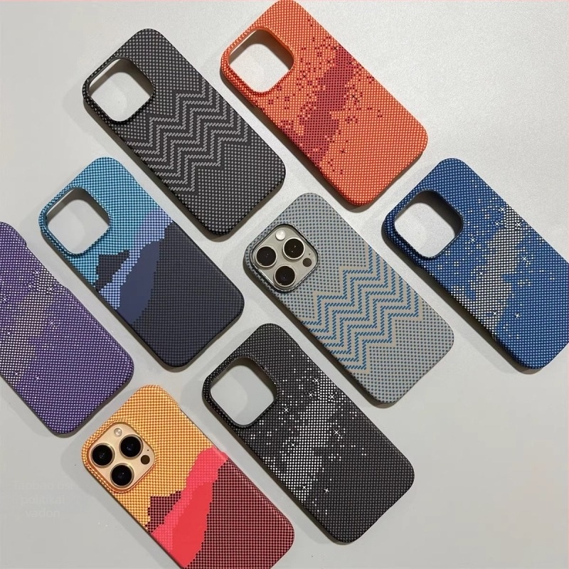 Kevlar-textúrájú félkapszula tok iPhone 17-höz, matt érzetű felület, mágneses védelem
