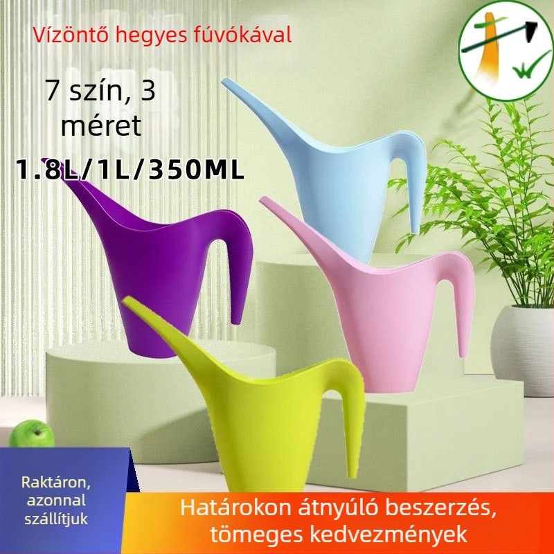 1L/1.8L hosszúcsövű műanyag öntözőkanna kerti használatra – többszínű