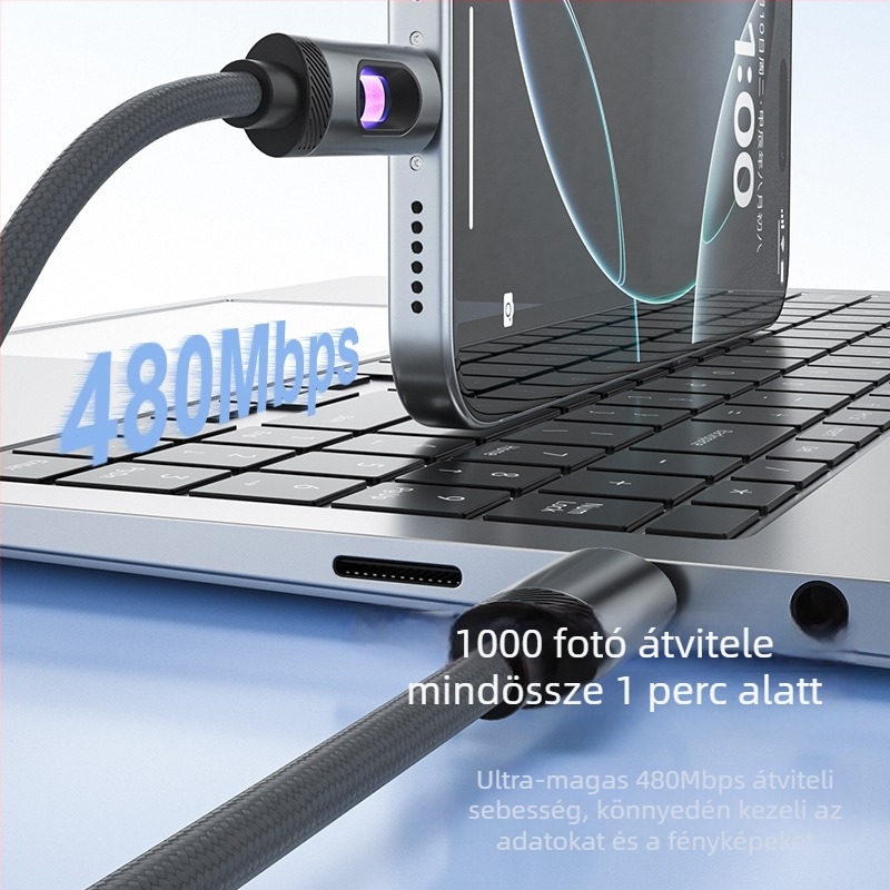 Dk USB-C és Micro-USB gyorstöltő kábel, szilikonból készült, 1–2 m, fekete