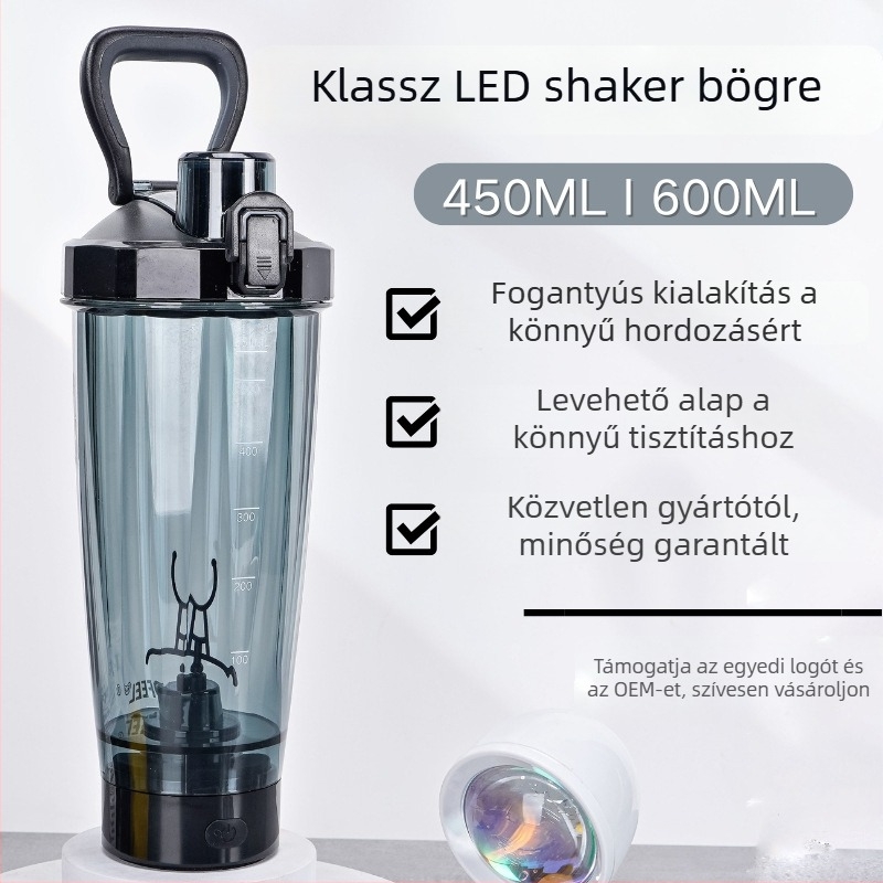 Új, multifunkcionális elektromos automata shaker pohár sporthoz és fehérje porhoz, 600 ml