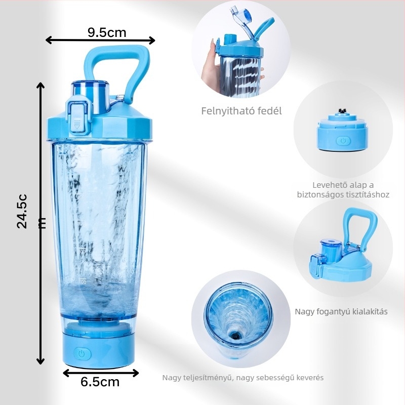 Új, multifunkcionális elektromos automata shaker pohár sporthoz és fehérje porhoz, 600 ml