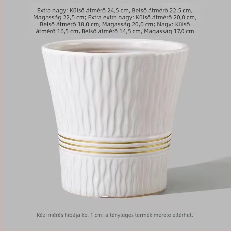 Beltéri kerámia virágtartó, nagy átmérőjű, skandináv stílusú, extra nagy