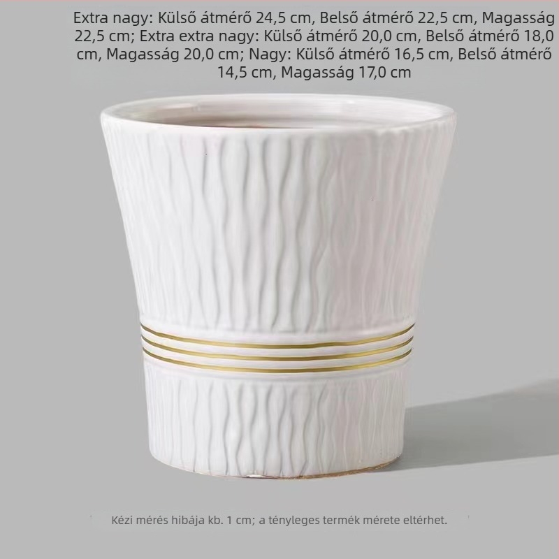 Beltéri kerámia virágtartó, nagy átmérőjű, skandináv stílusú, extra nagy