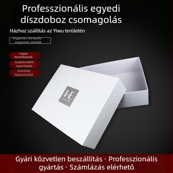 Kétfedeles ajándékdoboz fehér bevonatos papírból, négyszínnyomás, prémium csomagolás ékszerek és fehérneműk számára