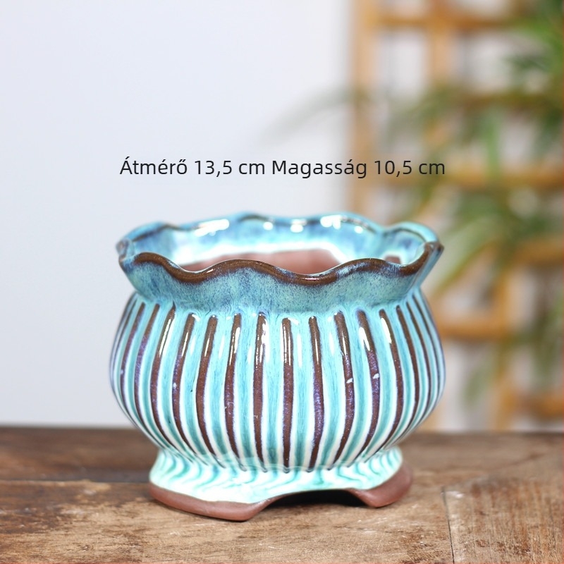 Nagy kerámia virágtartó asztali használatra, orchideákhoz és pozsgásokhoz, otthoni balkon díszítéséhez