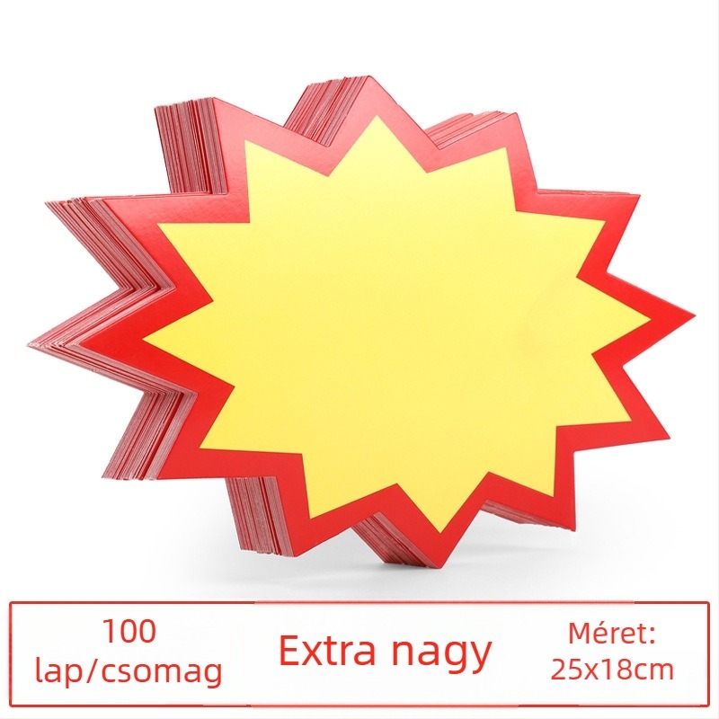 Nagy fehér papíralapú árcímke szupermarkethez, promóciós kedvezmény címke