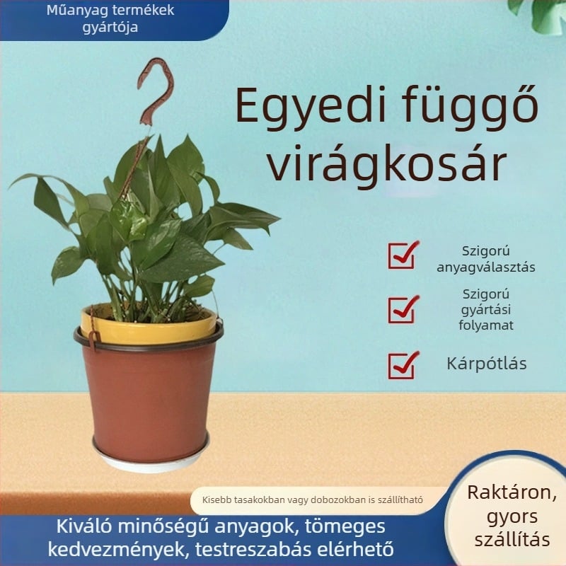 Függő növénytartók kampókkal, erkélyre – ideális sukkulentákhoz és futó növényekhez