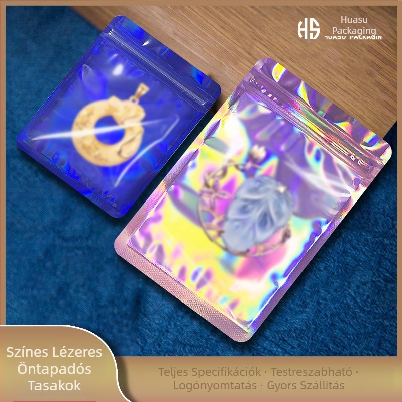 Holografikus lézeres önzáró ékszertáska csomagoláshoz, 4–60 cm