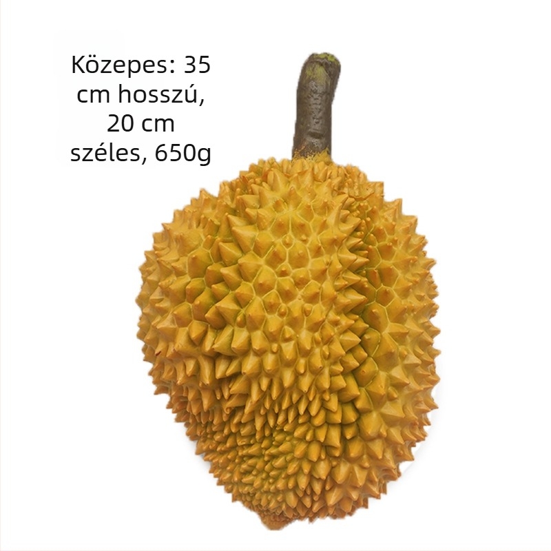 Durian műanyag gyümölcs – élethű rekvizit vitrindíszhez és fotózáshoz, dekoratív gyümölcs játék.