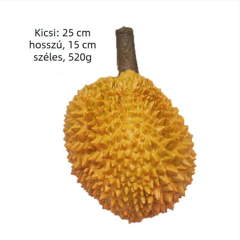 Durian műanyag gyümölcs – élethű rekvizit vitrindíszhez és fotózáshoz, dekoratív gyümölcs játék.