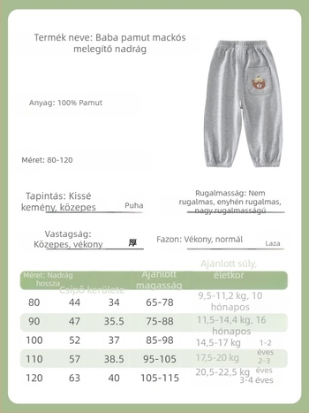 Gyerekeknek 2026 tavasz–ősz vékony pamutnadrág, egyszínű, kényelmes casual nadrág, uniszex, hosszú