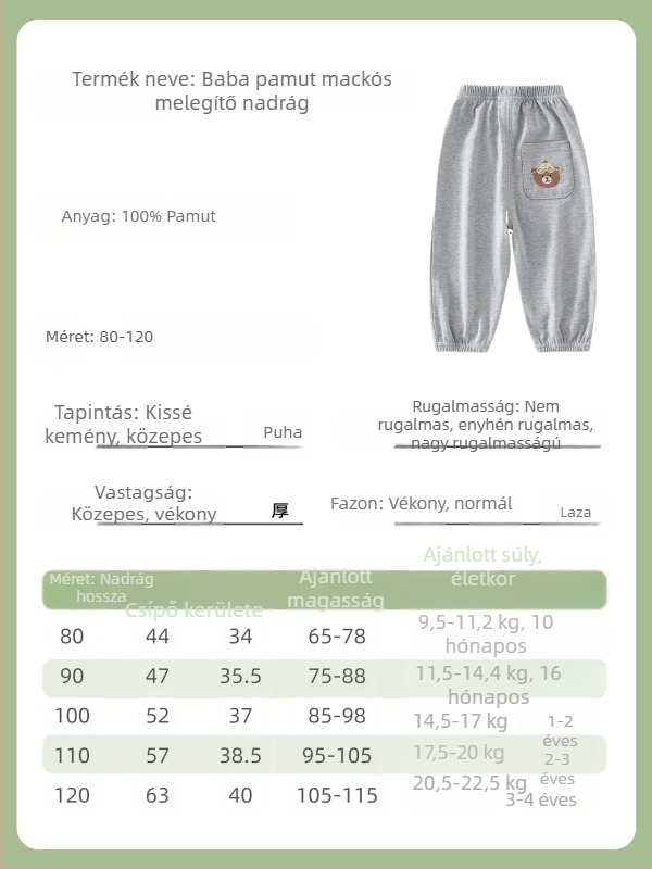 Gyerekeknek 2026 tavasz–ősz vékony pamutnadrág, egyszínű, kényelmes casual nadrág, uniszex, hosszú