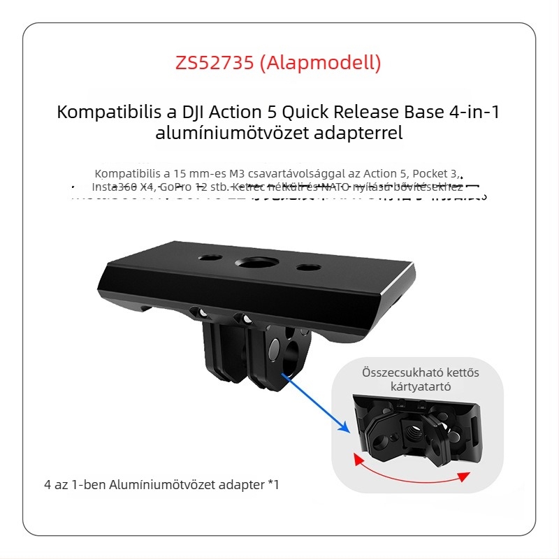 Feichao 4 az 1-ben mágneses adapter DJI Osmo 360 panorámás kamerához gyorskioldó lemezzel, 1/4-inch