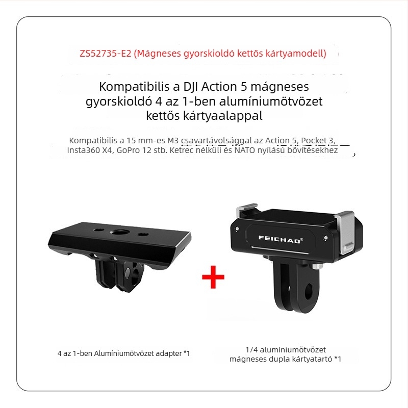 Feichao 4 az 1-ben mágneses adapter DJI Osmo 360 panorámás kamerához gyorskioldó lemezzel, 1/4-inch