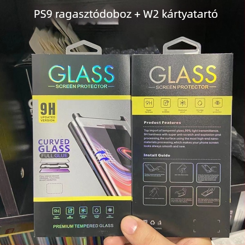 iPhone tok és edzett fólia egyben 360°-os csomagoló doboz, áttetsző műanyag doboz UV nyomtatással