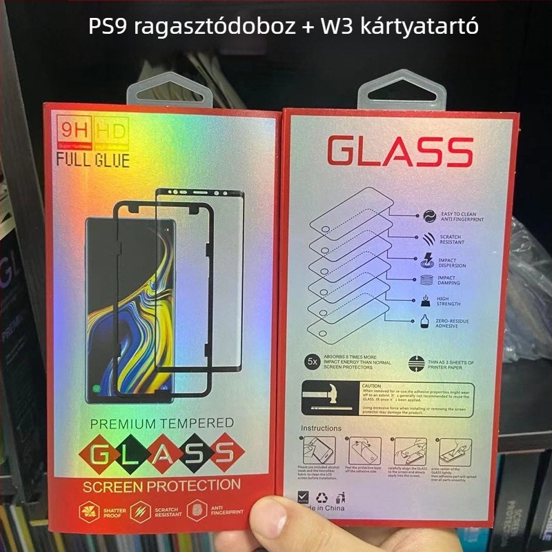 iPhone tok és edzett fólia egyben 360°-os csomagoló doboz, áttetsző műanyag doboz UV nyomtatással