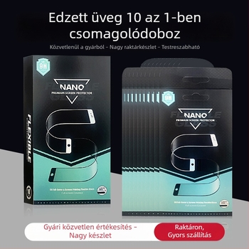 Raktáron: új 10‑in‑1 edzett fóliás csomagoló doboz mobiltelefonokhoz, semleges márka, 10 darab egy nagy dobozban