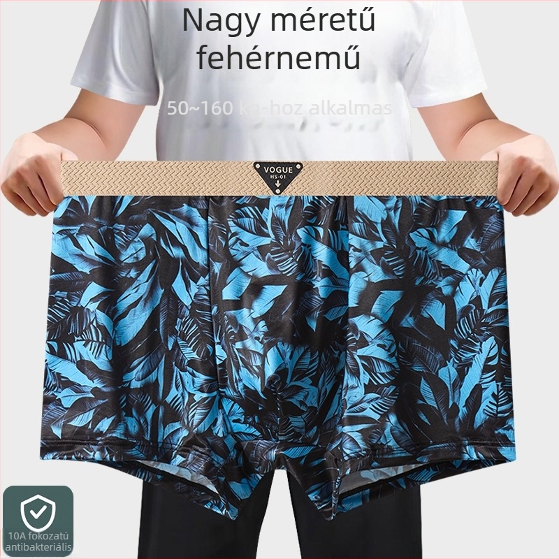 Férfi ice-silk boxeralsók divatos mintákkal, középső derekú, kényelmes egész évben, plusz méret, gyorsan száradó, otthoni viselet