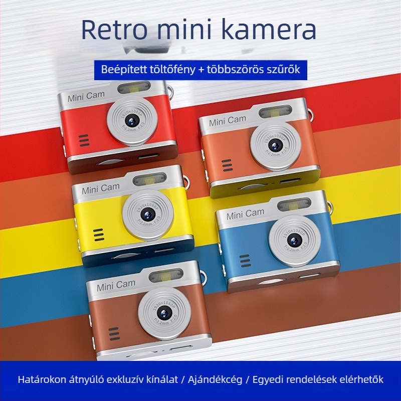 1080P HD mini utazó kamera kijelzővel, hordozható kulcstartó, vloghoz, retro stílus, diákoknak