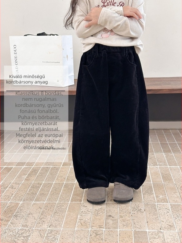 Aimobeibei gyerekeknek szabadidős kordbársony nadrág, uniszex, Koreai stílus, finom tapintású, bőrbarát, magas minőség