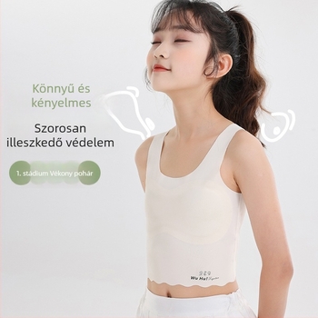 Lányok fejlődési fehérneműje, teljes kosár, rögzített széles vállpántok, hullámos szegély, bőrbarát, láthatatlan