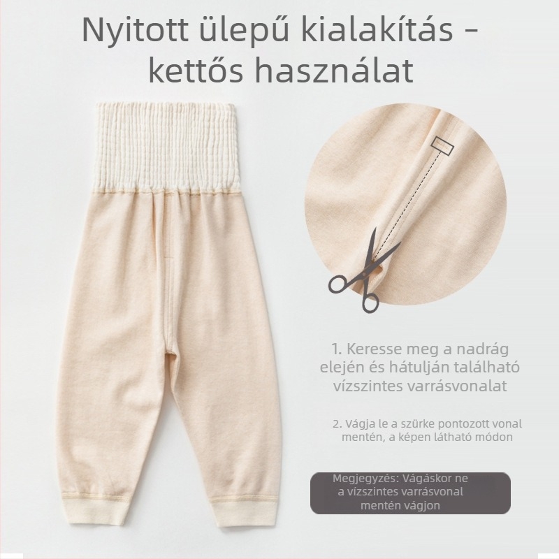 Gyerekeknek készült pamutból készült magas derekú hasvédő leggings, tavaszra, őszre és télre — uniszex, 1–3 éveseknek