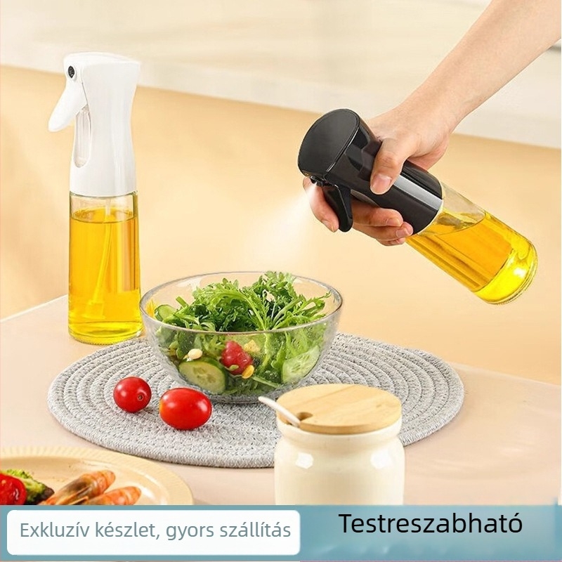 200 ml-es konyhai olajspray üveg, nyomó típusú, élelmiszer-minőségű, vastagított kivitel