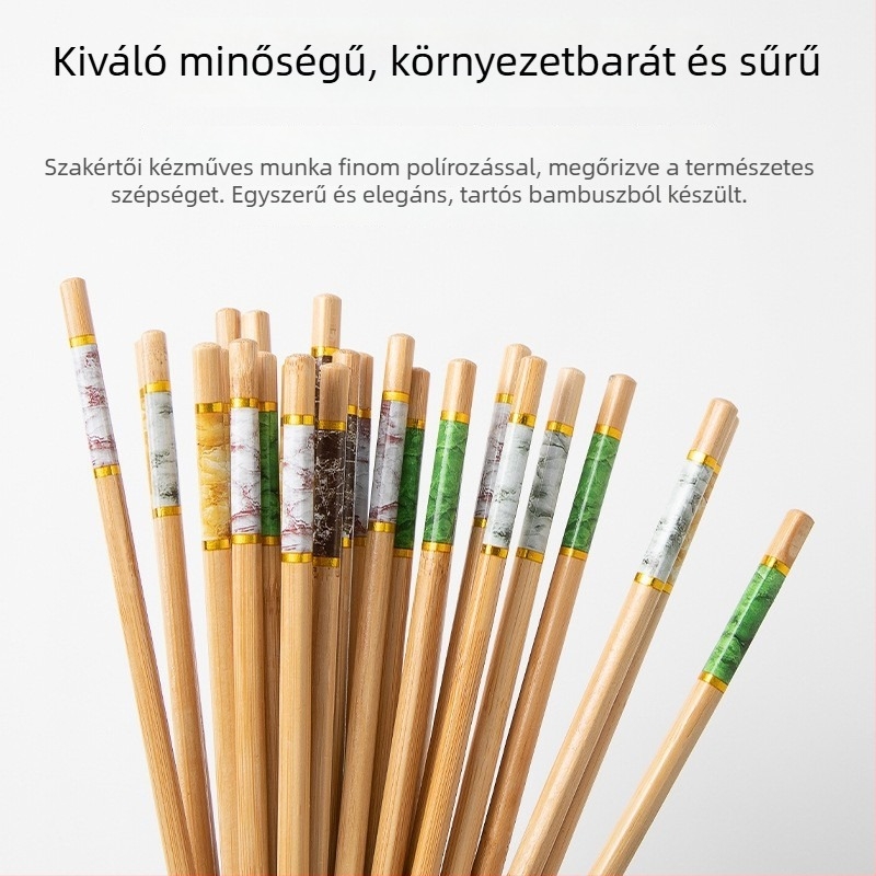 Kiemelkedő minőségű bambusz evőpálcikák otthoni használatra, 2025-ös modell, penészmentes, csúszásmentes, hőálló, családi kiszerelés, természetes fa