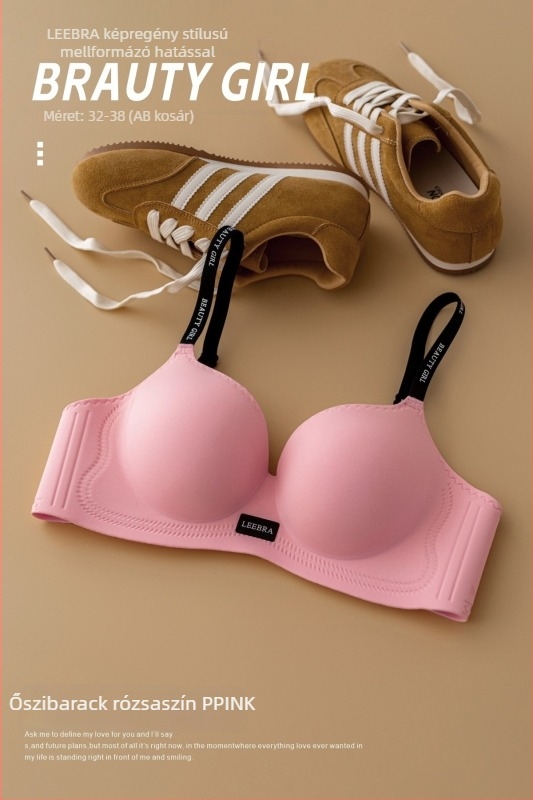 Női melltartó vezeték nélküli, puha támasz, anti-lógás hatás, push-up kis mellekhez, vékony pántok betűs mintával, varrás nélküli