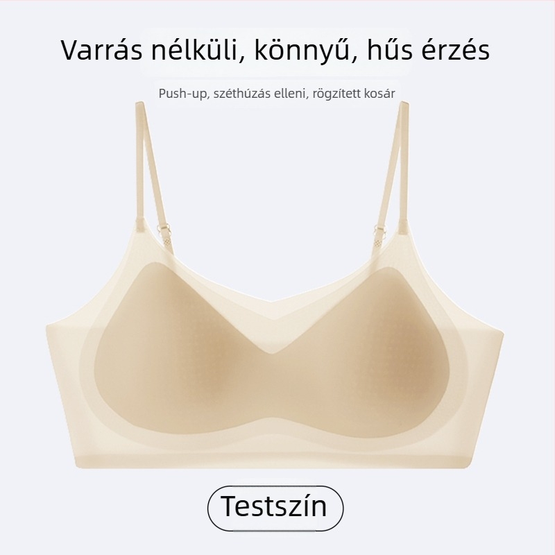 Láthatatlan, seamless push-up melltartó jégselyem anyagból, kis mellekhez, vékony vállpánttal