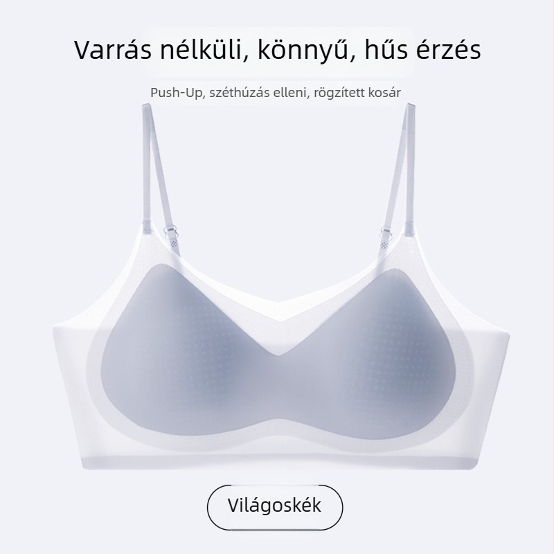 Láthatatlan, seamless push-up melltartó jégselyem anyagból, kis mellekhez, vékony vállpánttal