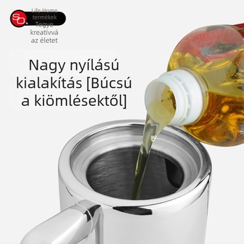 304 rozsdamentes acélból készült olajtartó edény filtrrel, szivárgásmentes konyhai tároló, nagy kapacitású szója- és olajtároló