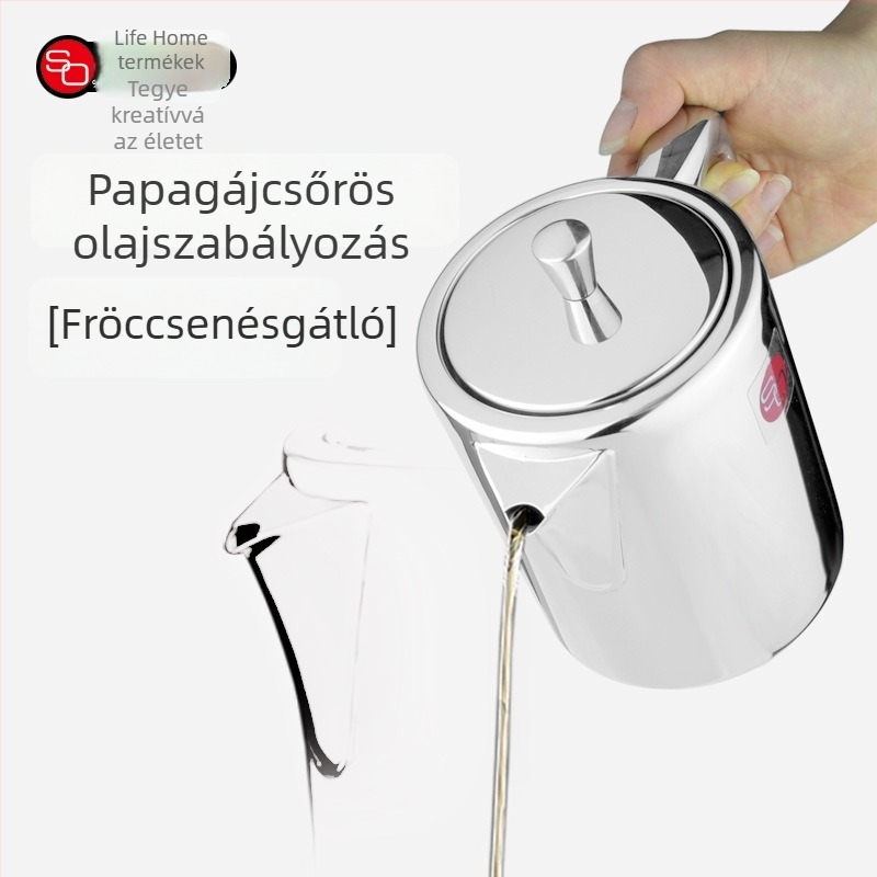 304 rozsdamentes acélból készült olajtartó edény filtrrel, szivárgásmentes konyhai tároló, nagy kapacitású szója- és olajtároló