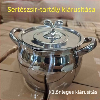 Kétfülű zsírtartó fazék fedővel és szűrővel, rozsdamentes acélból, nagy hőállóság, nagy kapacitás, háztartási használatra