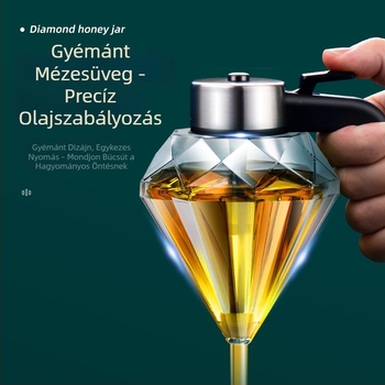 Élelmiszer-minőségű üveg mézes tároló zárható kupakkal és nyomó adagolóval