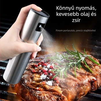 Üvegből készült olajspray palack finom permettel és mérőskálával grillsütéshez