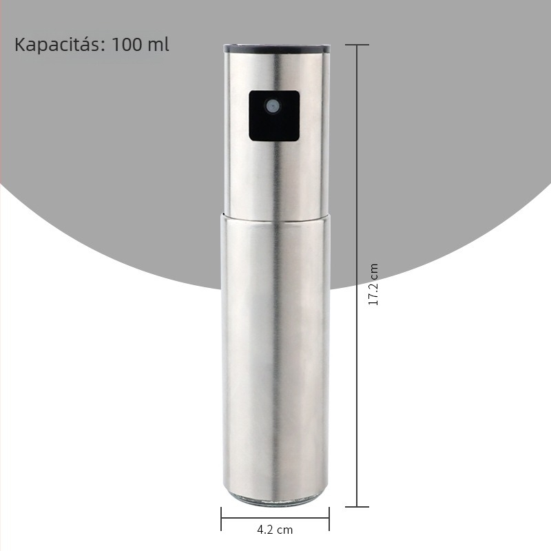 Üvegből készült olajspray palack finom permettel és mérőskálával grillsütéshez