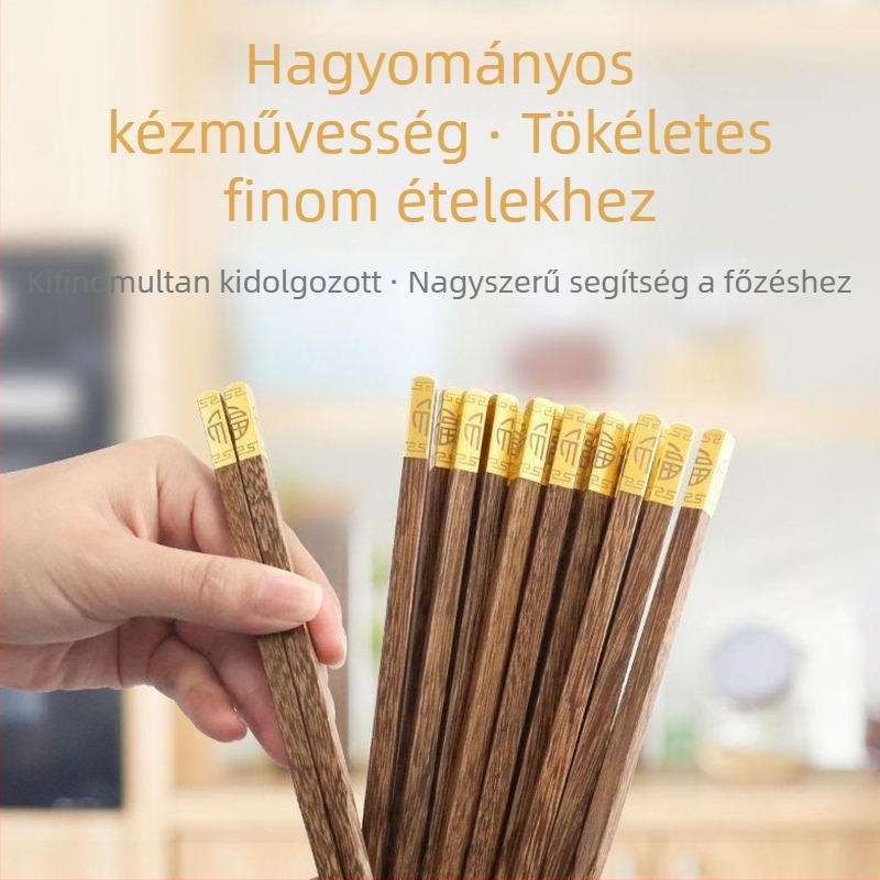 Lakkozás nélküli tömörfa evőpálcikák wenge és vörös szantálfa anyagból, kreatív dizájn háztartási használatra