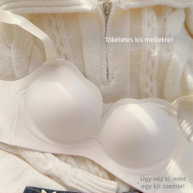 Varrás nélküli, merev melltartó kis mellekhez, egy darabból álló kosár, ¾ kosár, hátul háromsoros zárással