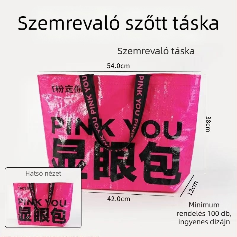 Kézzel szőtt, luxus bevásárló- és ajándéktáska, nagy kapacitású, PP bevonatos vízálló műanyag