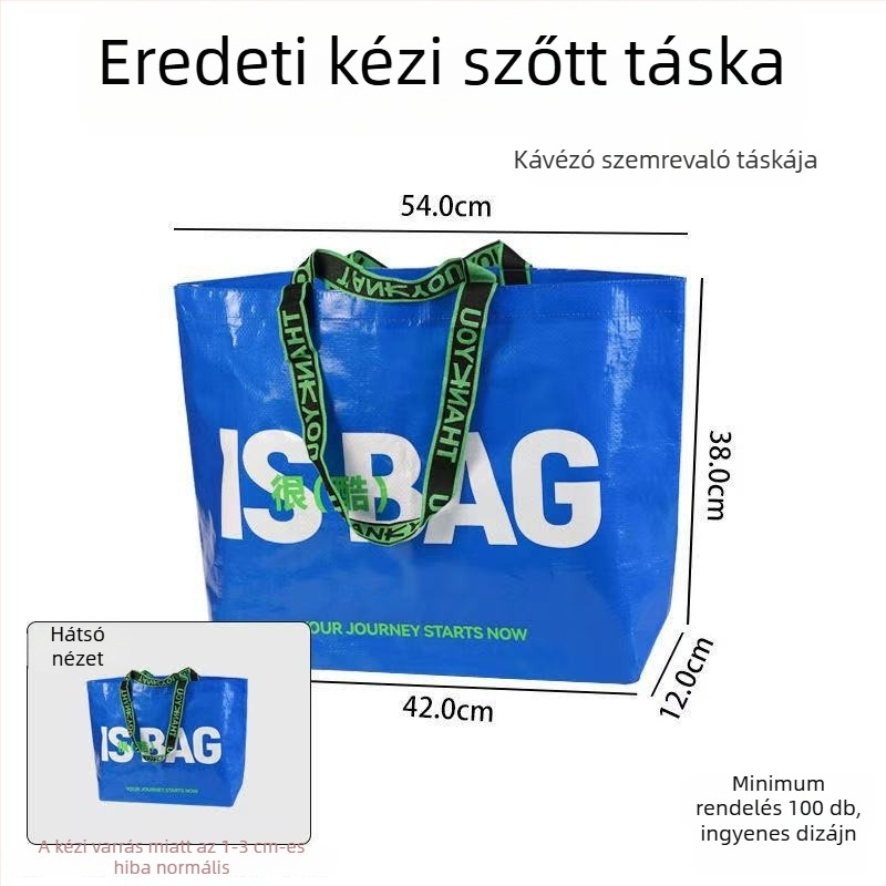 Kézzel szőtt, luxus bevásárló- és ajándéktáska, nagy kapacitású, PP bevonatos vízálló műanyag