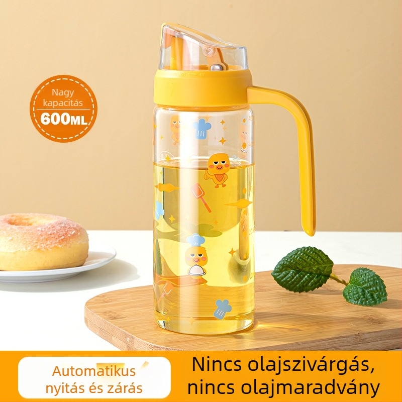Bubble Duck üveg olajtartó kancsó automatikus nyitás-zárás, szivárgásmentes konyhai edény olajhoz és ecethez fedővel