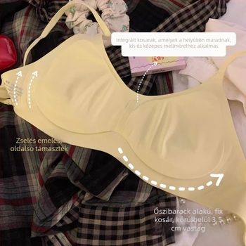 Sima varrás nélküli push-up melltartó külső tágító dizájnnal, U-hát, vezeték nélküli, 3/4 kosár, nylon anyag