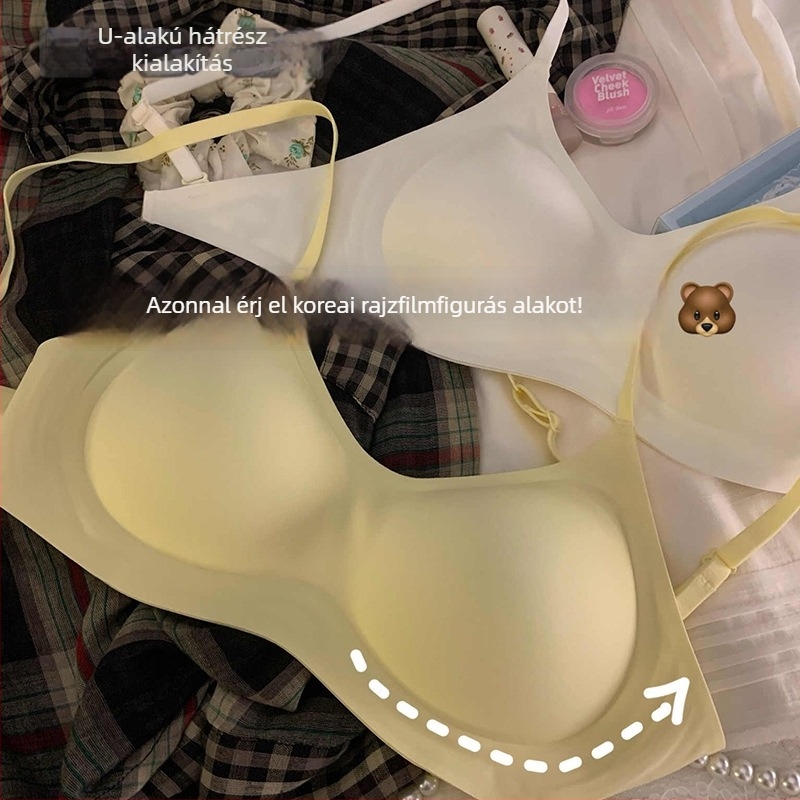 Sima varrás nélküli push-up melltartó külső tágító dizájnnal, U-hát, vezeték nélküli, 3/4 kosár, nylon anyag