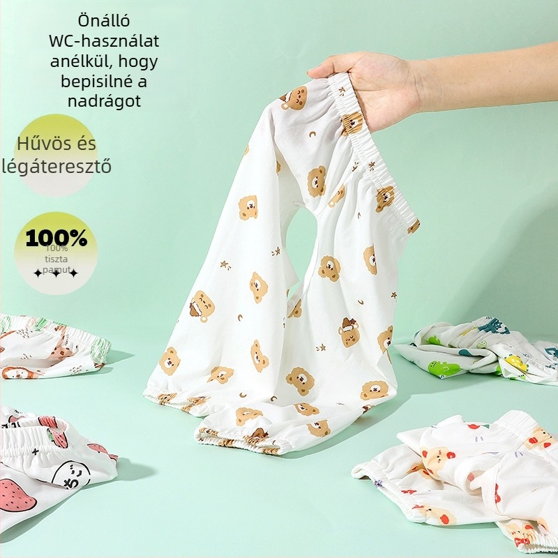 Baba szúnyogriasztó pamutnadrág nyárra, nyitott ágyékkal, toalett-tanuláshoz, könnyű, uniszex