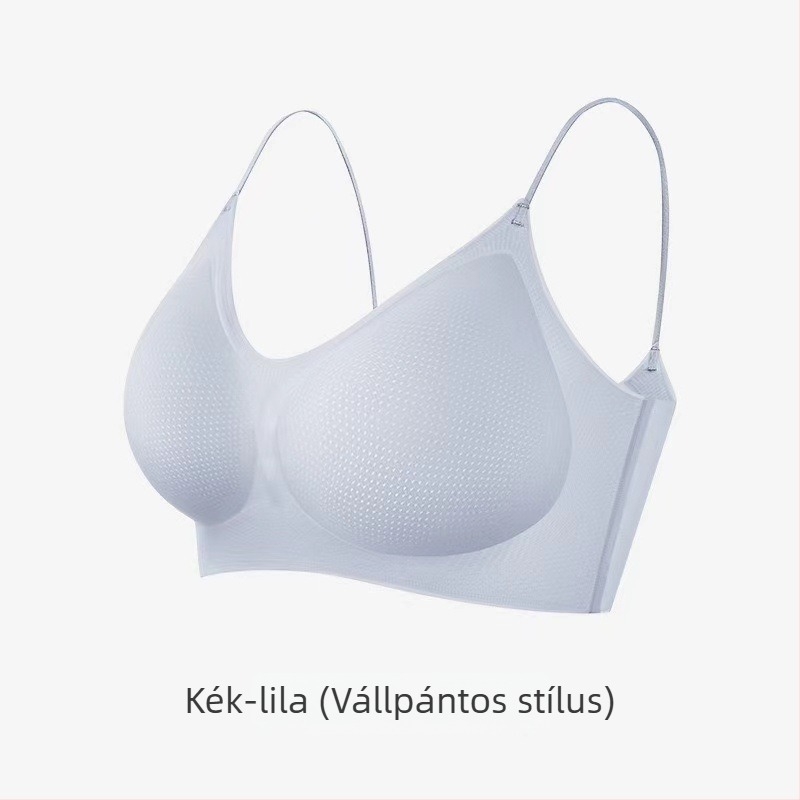 Ultra vékony jég-selyem melltartó V-nyakú kivágással, varrás nélküli kosarakkal, fix vállpántokkal és szép hátsó rész