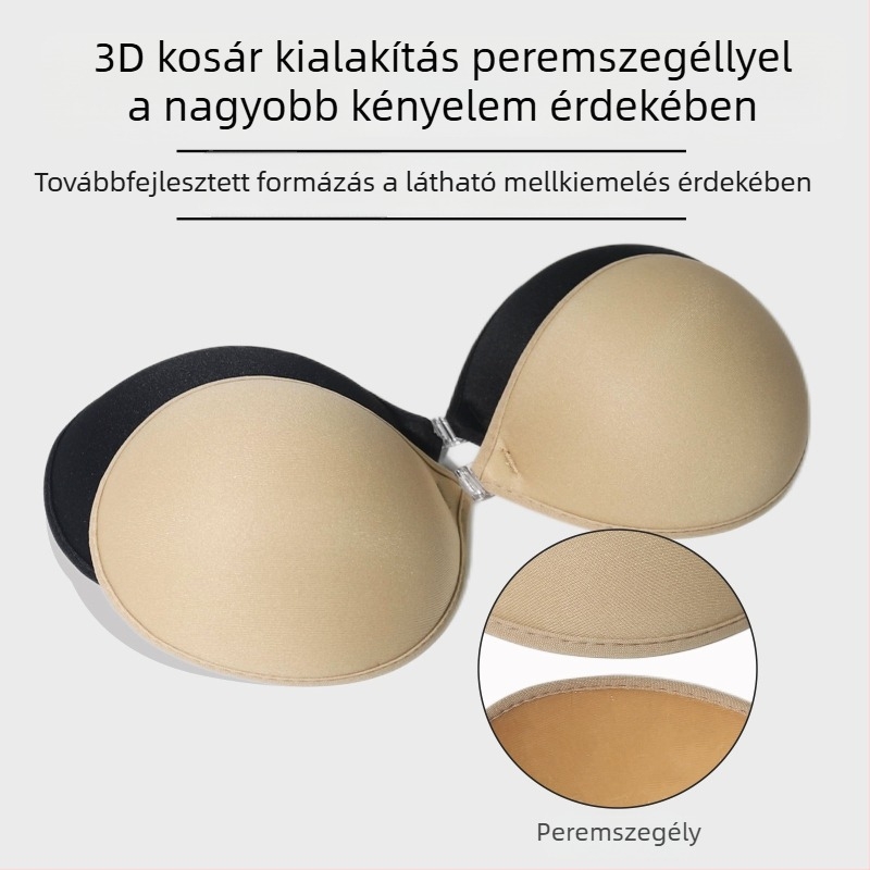 Körkörös melltapasz push-up hatással, vállpánt nélküli, öntapadó, elülső záródású, láthatatlan és lélegző kis mellekhez